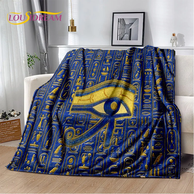 3D Ideographic Sign Symbols Ancient Egyptian Mythological Blanket,Soft Throw Blanket for Home Bedroom Bed Sofa Cover Blanket Kid