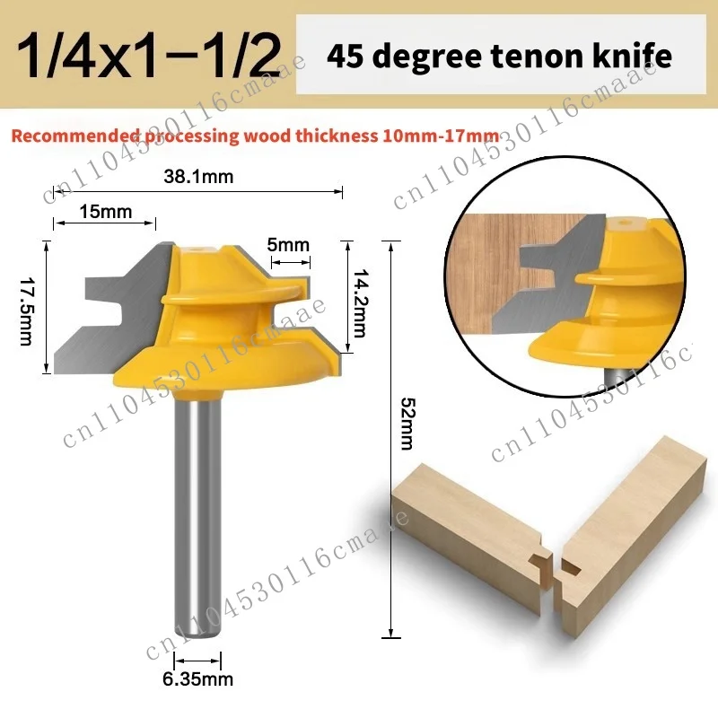 45 degree lock miter router drill bit woodworking tenon cutter with 1/4 handle milling cutter woodworking cutter