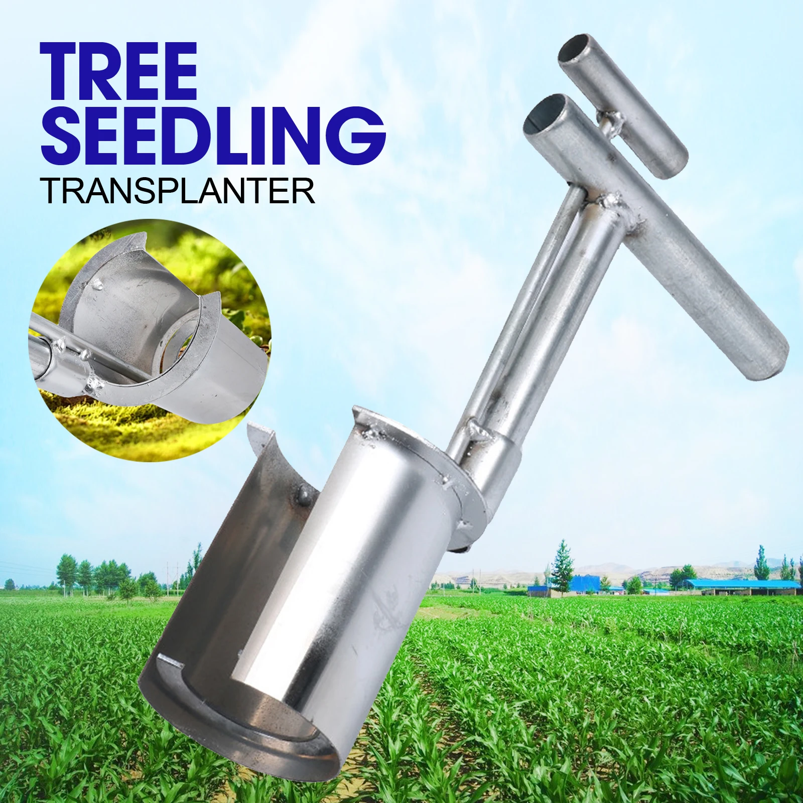 

Plant and Fruit Tree Seedling Transplanter Stainless Steel Garden Barrel Transplanter Plant Flowers Diging Seedlings Artifact