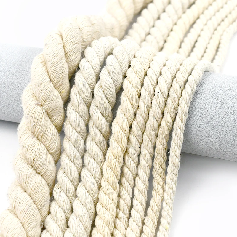 

2-10M 5-20mm White 3 Shares Twisted Ropes Braid Macrame Cord Bag Decor Cotton Rope Lanyard Cords Home Textile Sewing Accessories