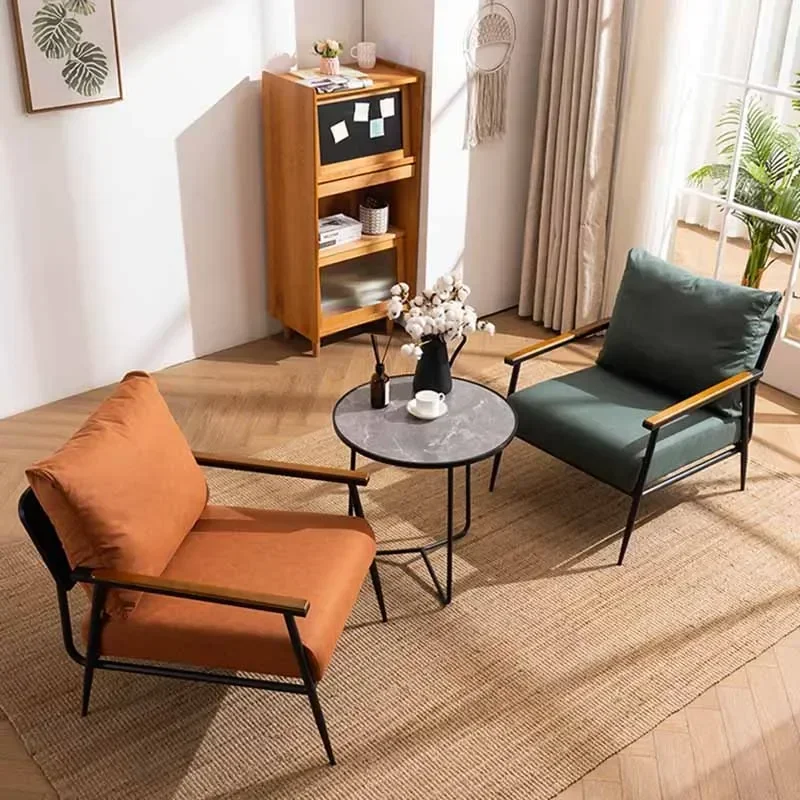 كرسي أريكة فردي بتصميم عصري فاخر على شكل عرش معدني للشرفة وغرفة المعيشة والمكتب والحديقة والأثاث البسيط #3