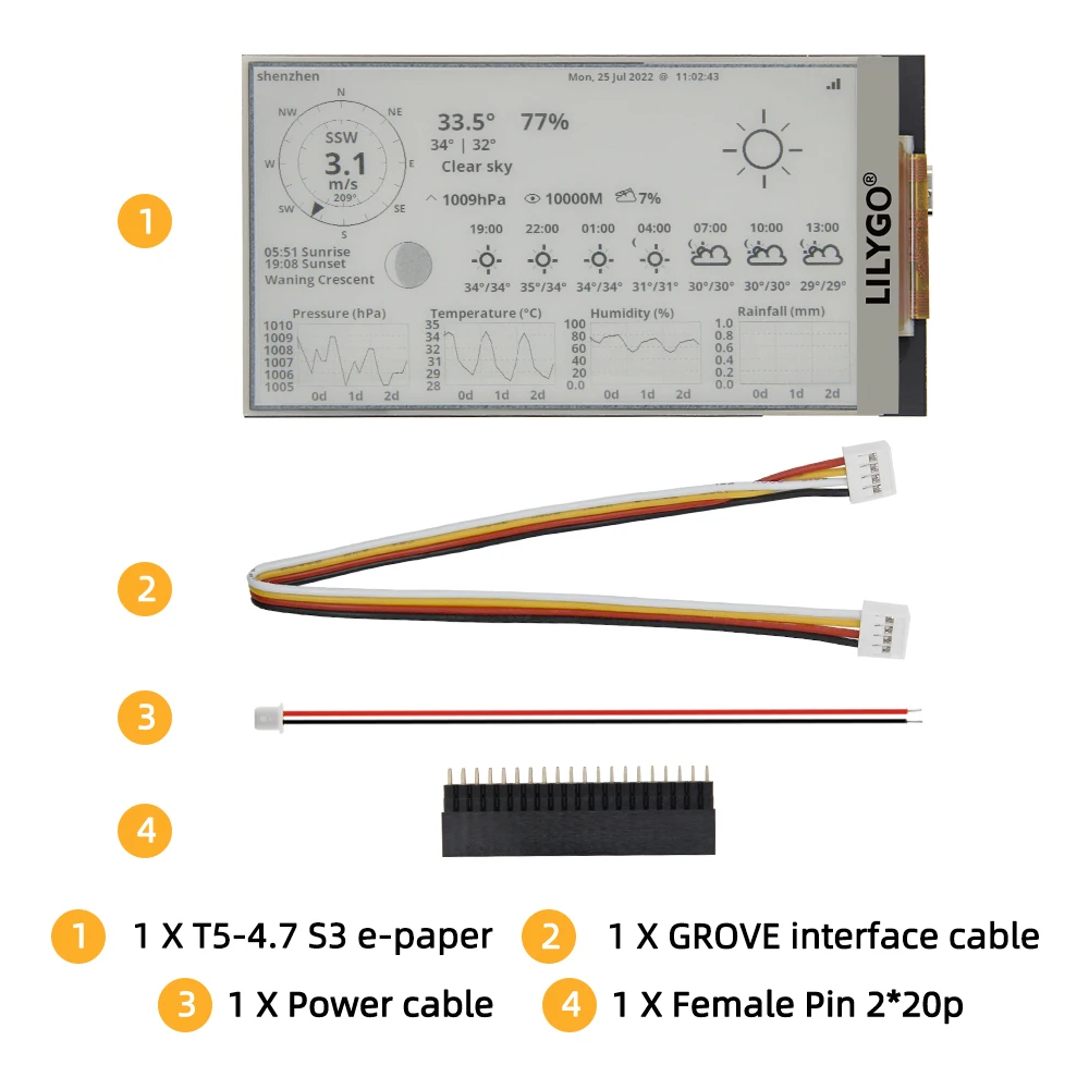LILYGO T5 4.7 Inch S3 ESP32-S3 Driver Board E-Paper Modules with 16MB FLASH and 8MB PSRAM Epaper Display