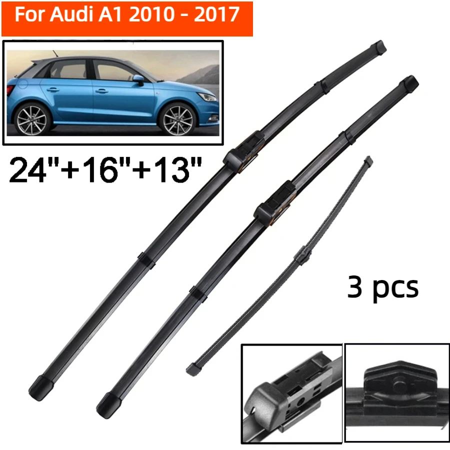 ZHANGU Wiper LHD Front & Rear Wiper Blades Set For Audi A1 2010 - 2017 Windshield Windscreen Window Rain Brushes 24