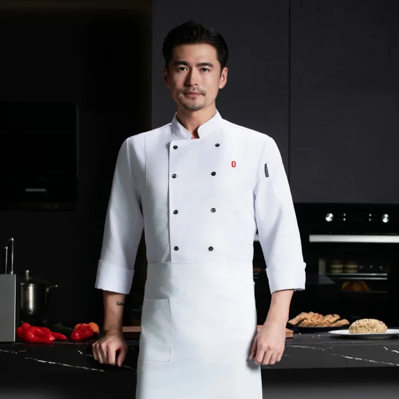 High-End Chef Overalls Long-Sleeved High-End Hotel Kitchen and Canteen Restaurant Work Wear Men's and Women's Catering Autumn an