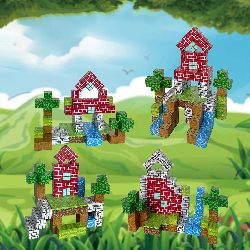 25-200 blocs de construction magnétiques, ensemble de jeu éducatif sensoriel à tige créative, jouets d'extérieur pour jeunes