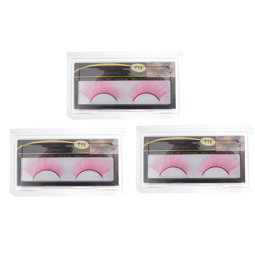 

Pink Fake Eyelashes Shining Curly Halloween Party Festival Performance Makeup Accessory Costume Decorations For Cosplay