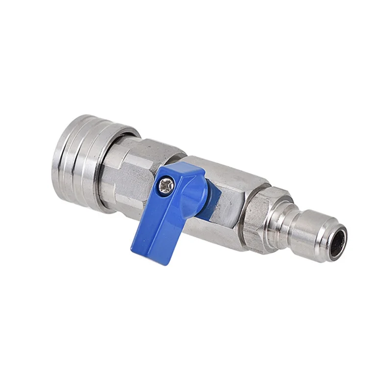 FF Kit valvola a sfera per idropulitrice ad alta pressione da 1 pezzo 3/8 NPT connettore rapido 4500 PSI metallo argento e blu per tubo idropulitrice
