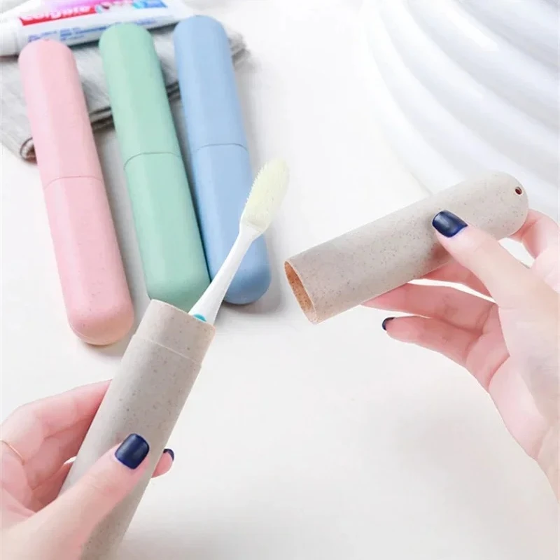 2 Pcs/Set Lightweight and Portable Travel Straw Toothbrush Holder, Breathable and Washable Toothbrush Storage Box