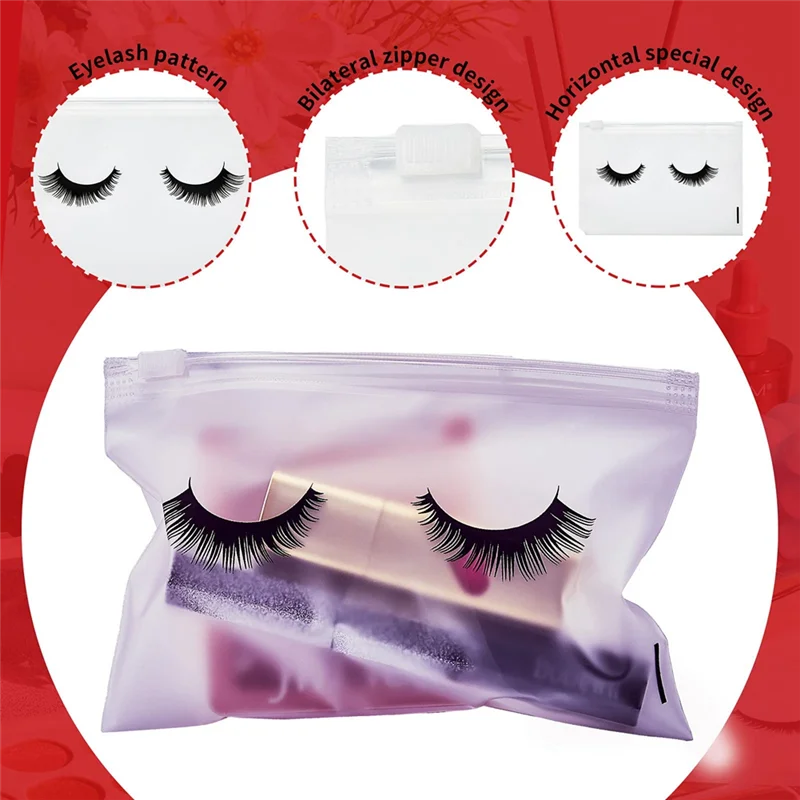 NEW 100 Pieces Eyelash Aftercare Bags Eyelash Makeup Bags Empty Lash Cosmetic Pouch Travel Make Up Cases Toiletry Bag White