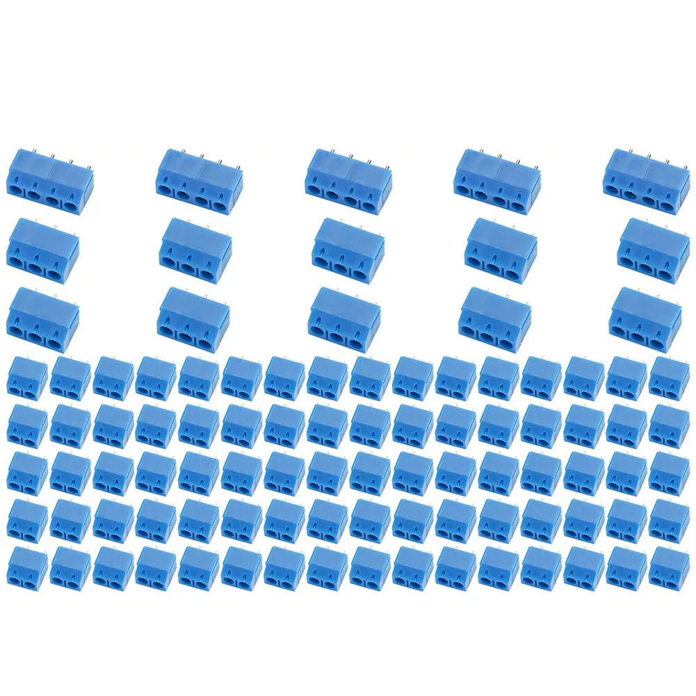 Blue 5mm Pitch 2P 3P 4P Screw Terminal Block Connector Set For Arduino PCB Mount DIY Projects Wire Cable Junction Box 100PCS