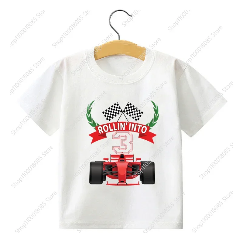 Numbers 1-9 Children's Racing Birthday Printed T-shirt Cool Street T-shirt Boys and Girls Fun Gift T-shirt Gift.