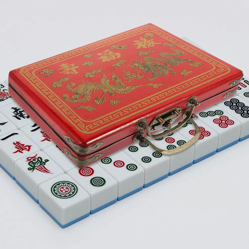 

Прочный деревянный контейнер для хранения маджонга, портативный ящик для маджонга из полиуретана для дома, магазина, продуктового магазина, многофункциональный органайзер для мелочей