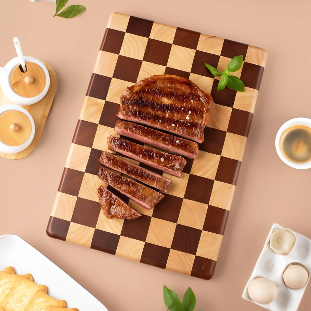 

Splicing Color Checkerboard Cutting Board Non Slip Silicone Mat Thickened Chopping Pad Solid Wood Smooth Surface Fruits Tray