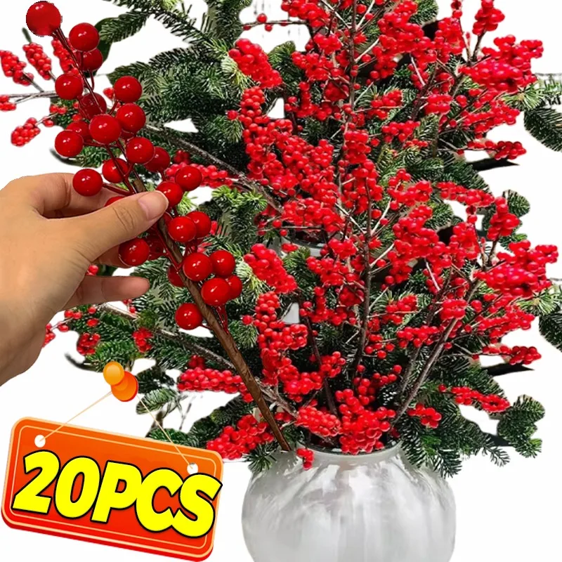 クリスマス人工ベリーステムレッドホーリーベリー枝シミュレーションフラワー植物クリスマスツリーオーナメント新年パーティー装飾