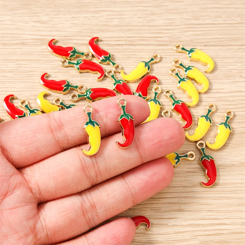 10 قطعة 8x22 مللي متر لطيف المينا الفلفل الحار Charms المعلقات ل إسقاط أقراط القلائد أساور Crafts بها بنفسك الحرف اليدوية صنع المجوهرات #2