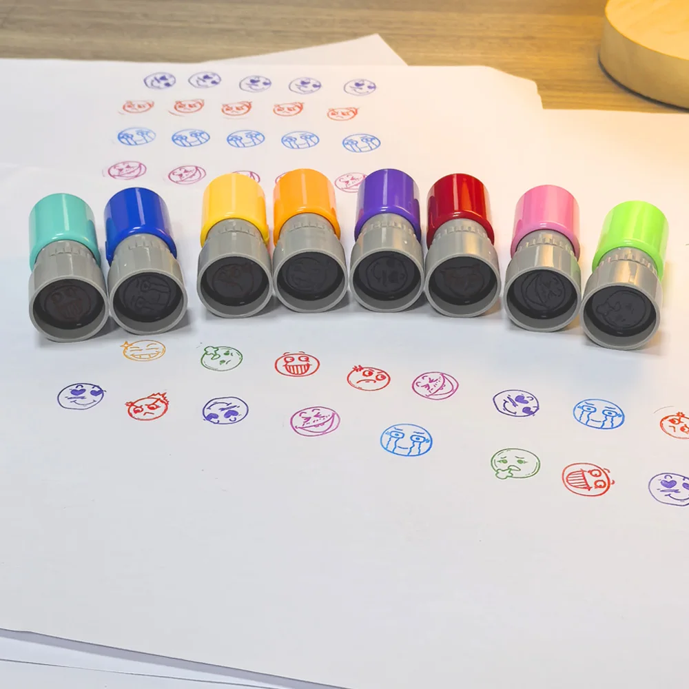 أختام حزمة التعبير المكونة من 8 ألوان تعلم وتشجيع الأختام الغاضبة، حزمة التعبير المضحكة، ختم الوجه المبتسم
