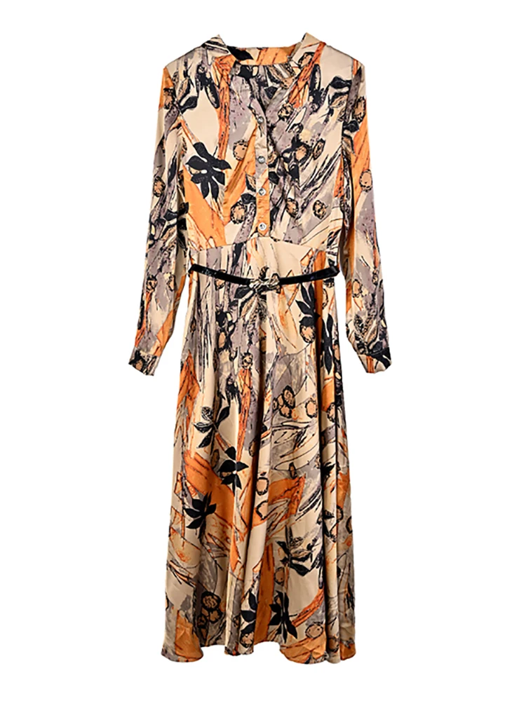 Wiosenne jesienne satynowe szlafrok z długim rękawem damskie na co dzień szykowne, luksusowe sukienki Midi na studniówkę 2024 eleganckie Bodycon wieczorowe Maxi Vestidos