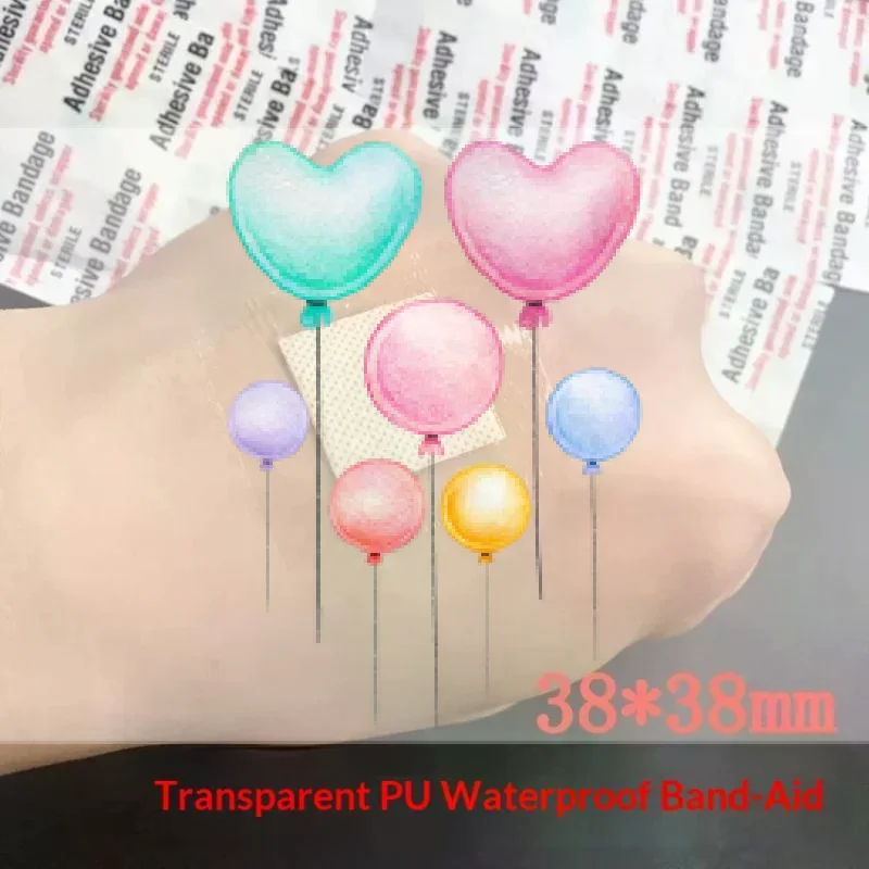 100PCS 38*38mm Transparent PU Waterproof Wound Plaster Band Aid Adhesive Bandage Protective Sticker For Outdoor Home First Aid