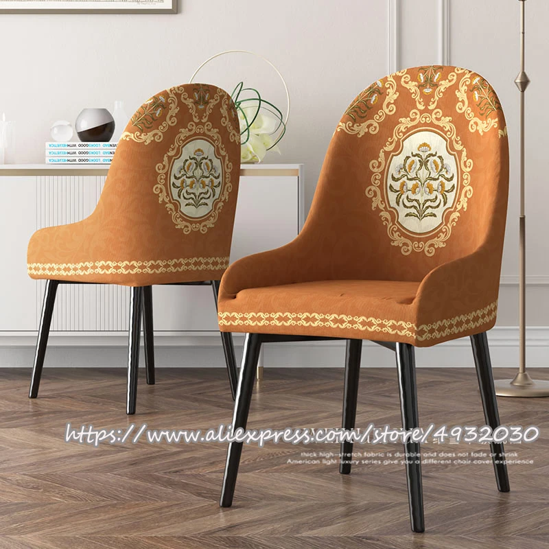 European arc-shaped table chair cover high-end integrated household chair cover office chair cover  chair cover stretch