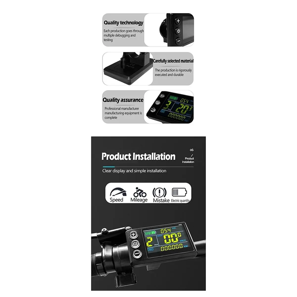 

(X07A) Цветной ЖК-дисплей LCD-S866 для электровелосипедов 24В 36В 48В, приборная панель управления для электроскутеров и электровелосипедов с функцией помощи при педалировании