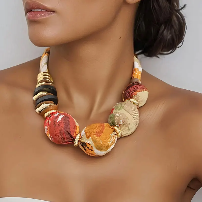 

Statement Colorful Beads Necklace Handmade for Woman Girl Wedding Party Jewelry