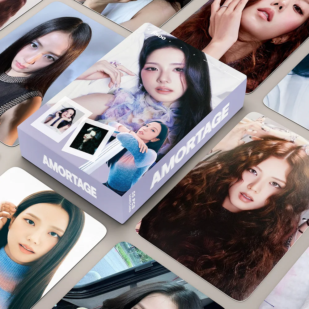 55pcs/box Kpop Photo album AMORT AGE JISOO JENNIE LISA ROSE Lomo Cards Photocards for Fans Collcetion High Quality HD Postcar