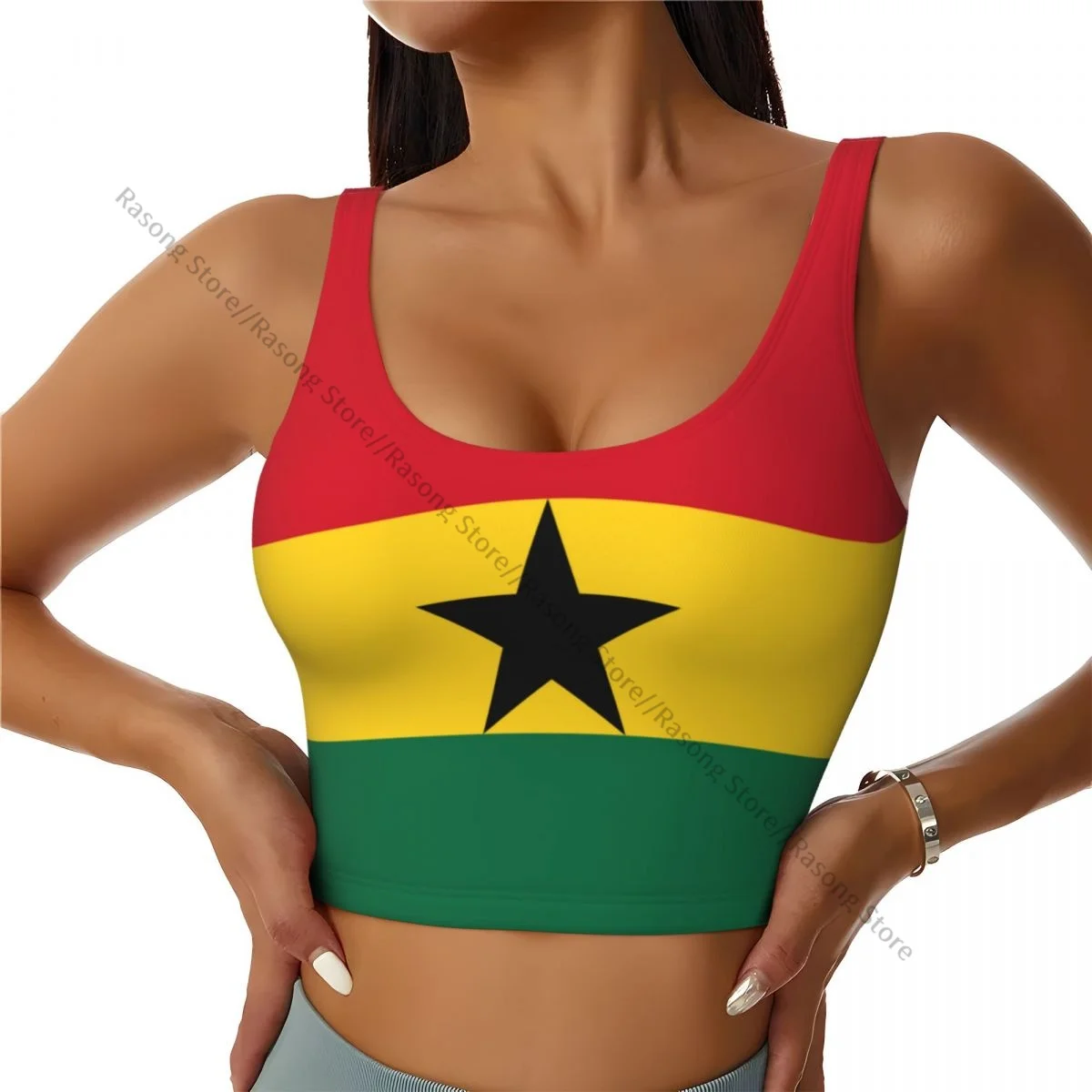 Sports Bra Women Running Yoga Clothes Vest Ghana Flag Gathering Fitness Vest