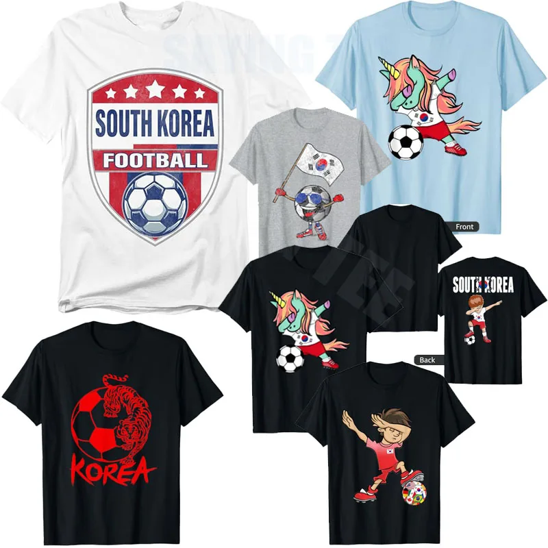 South Korea Vintage Soccer Ball Football Jersey T-Shirt Dabbing Unicorn Boys Football Game Day Tee Graphic Apparel Novelty Gift