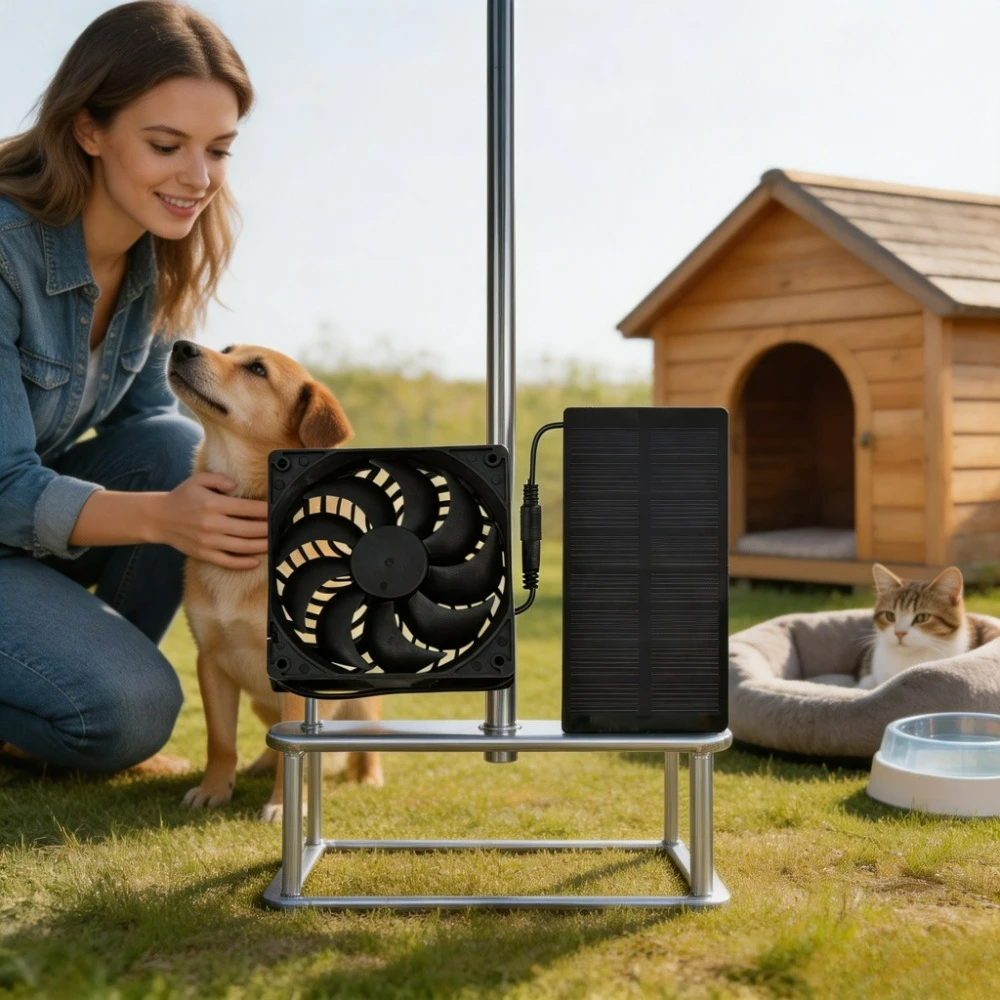 Greenhouse Circulation Fan Waterproof - Solar Powered 12cm Exhaust Vent Fan