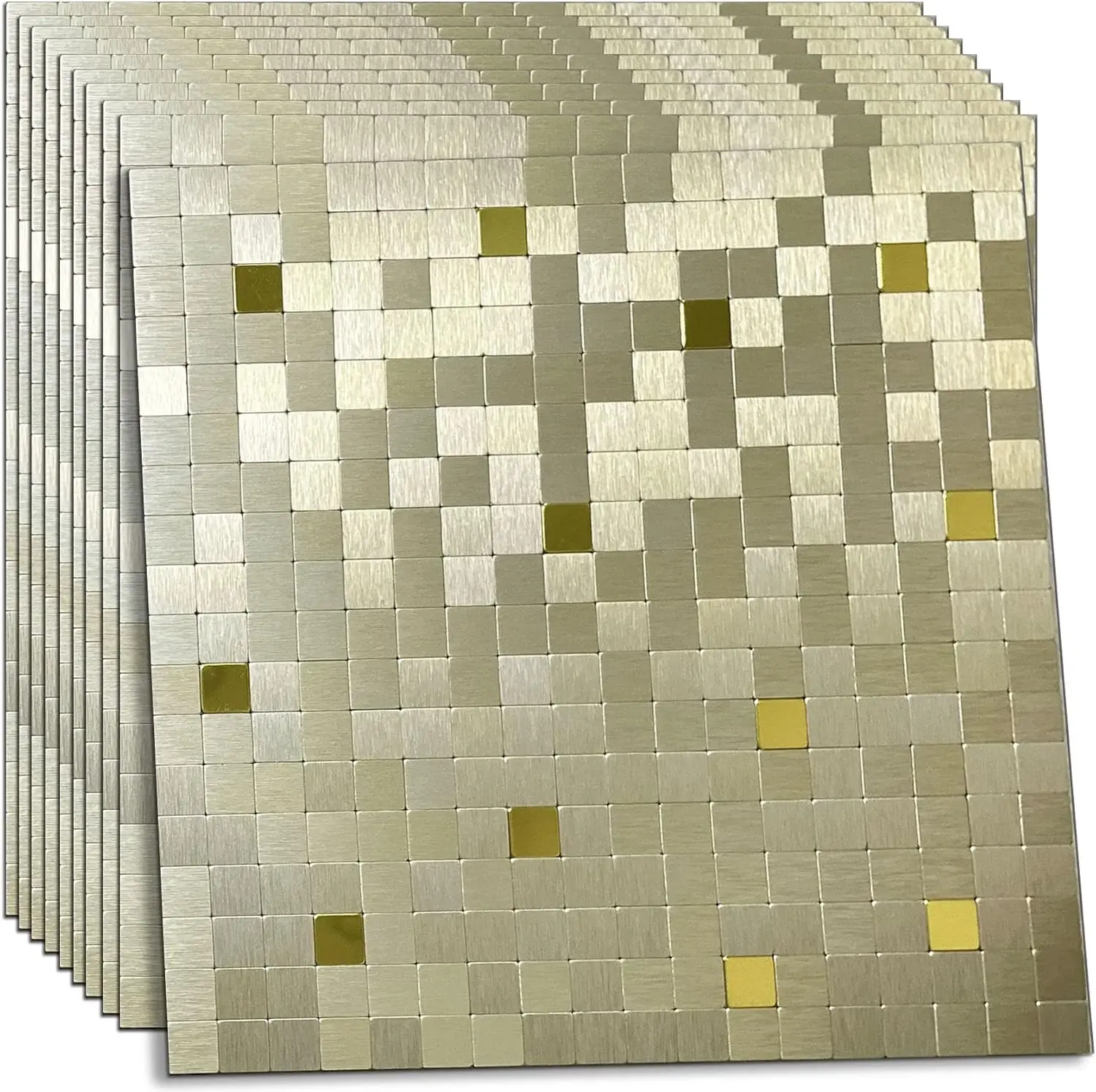 Niny 10-częściowy samoprzylepny metalowy Backsplash, obrać i przykleić płytki do kuchni szczotkowanej powierzchni aluminiowej Backsplash