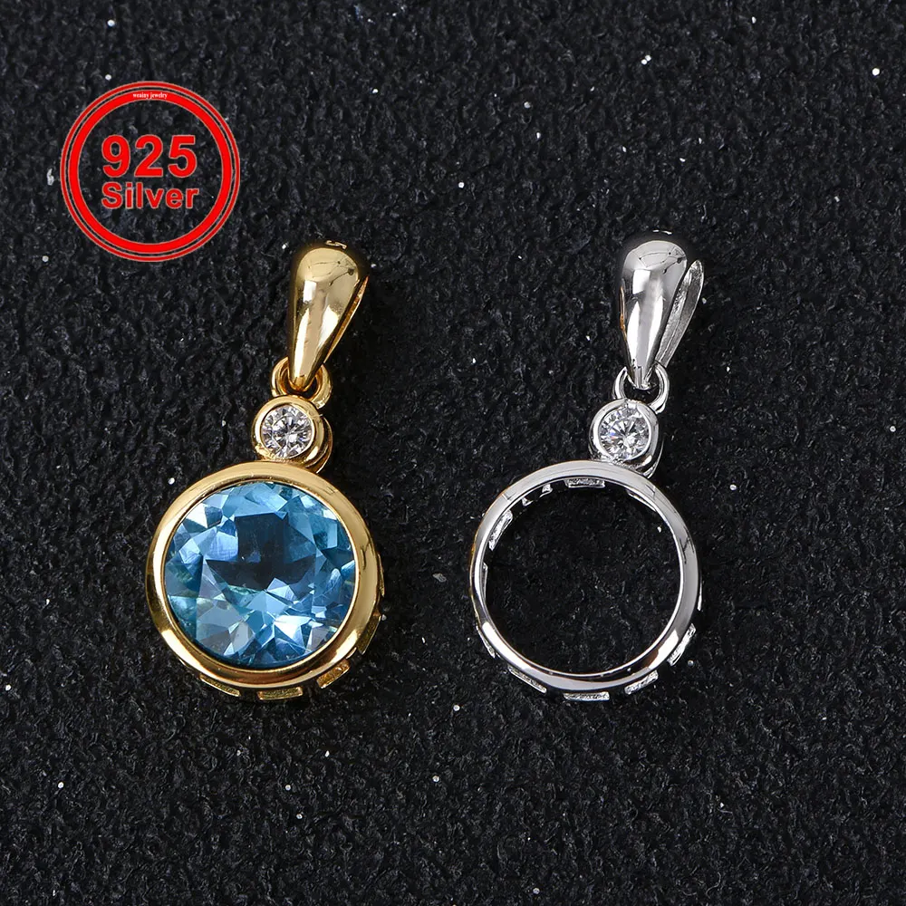 Base colgante con ajuste de bisel de 8 mm, plata de ley S925 elegante fabricación de joyas DIY montaje de dijes