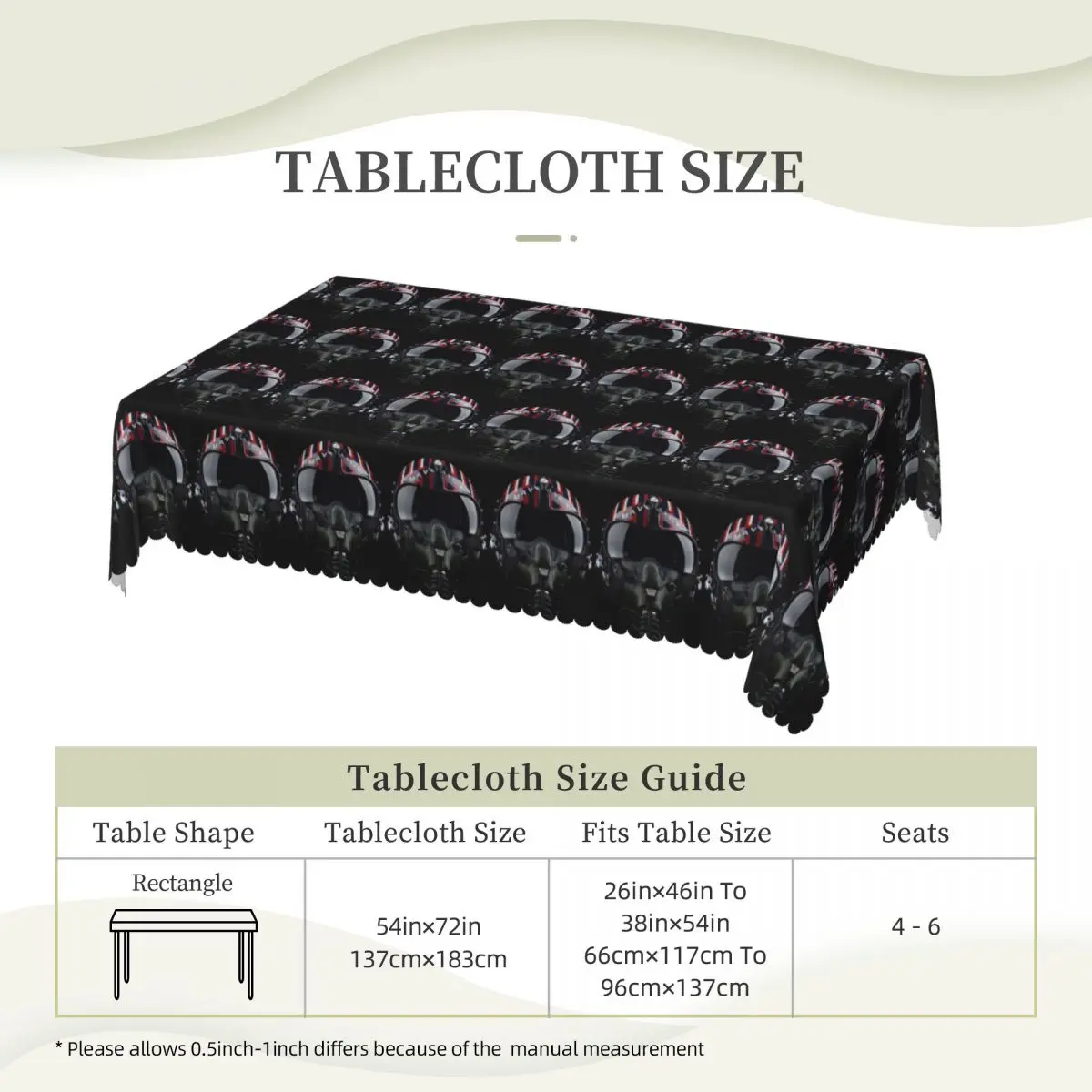 Maverick Top Gun Customized Rectangular Tablecloth Waterproof Table Cover for Dining Events Table Cloth