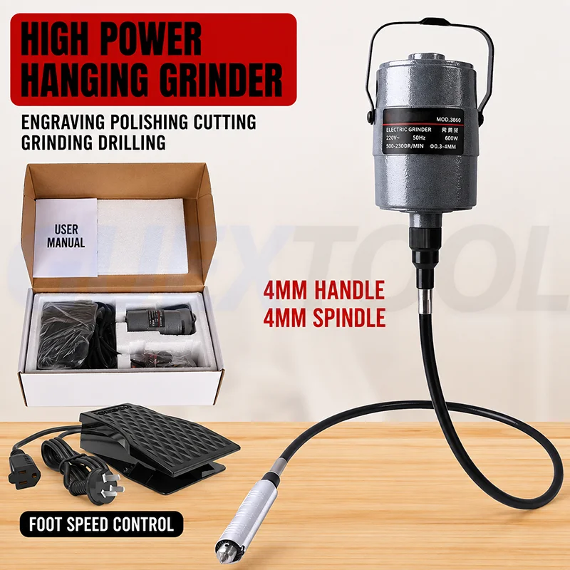 Electric Hanging Flex Shaft Grinder 220V 200W 30000RPM Rotary Tool for Grinding Polishing Carving Jewelry DIY Workshop