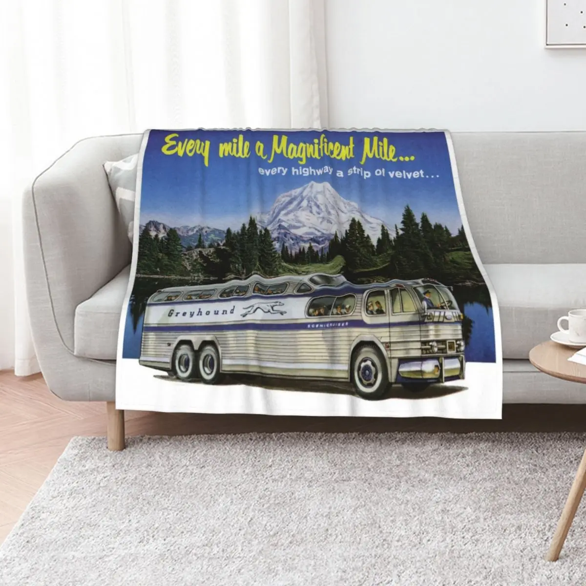 

The Greyhound. 1950s Adventures Start Here! Throw Blanket Soft Plush Plaid Thins Personalized Gift Soft Big Blankets