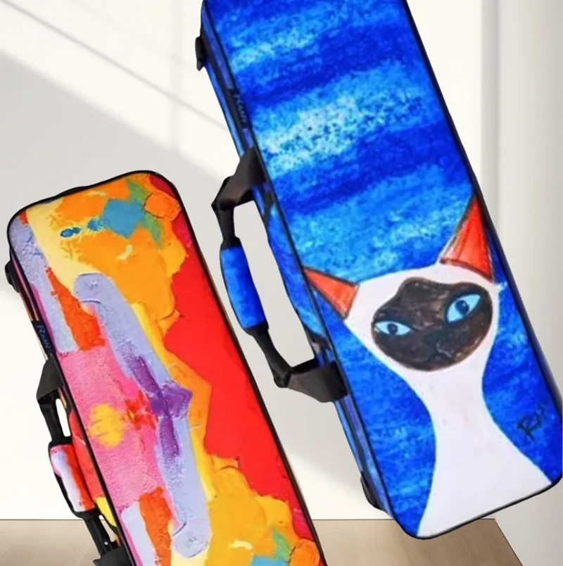 США низкий налог 3/4 1/2 1/4 1/8 1/10 мультяшный футляр для скрипки универсальный милый геометрический двойной плечевой квадратный ящик волшебный с гигрометром