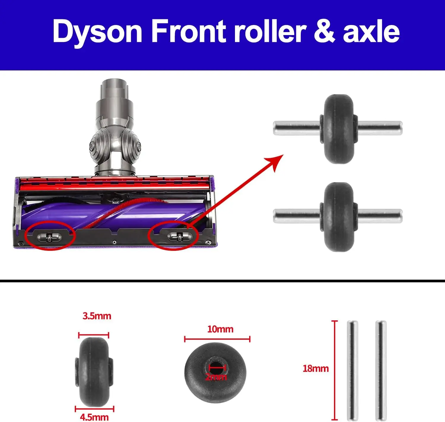 Soleplate Wheels For Dyson V6 V7 V8 V10 V11 DC Series Vacuum Cleaner Direct Drive Cleaner Head Rollers Replacement Accessories