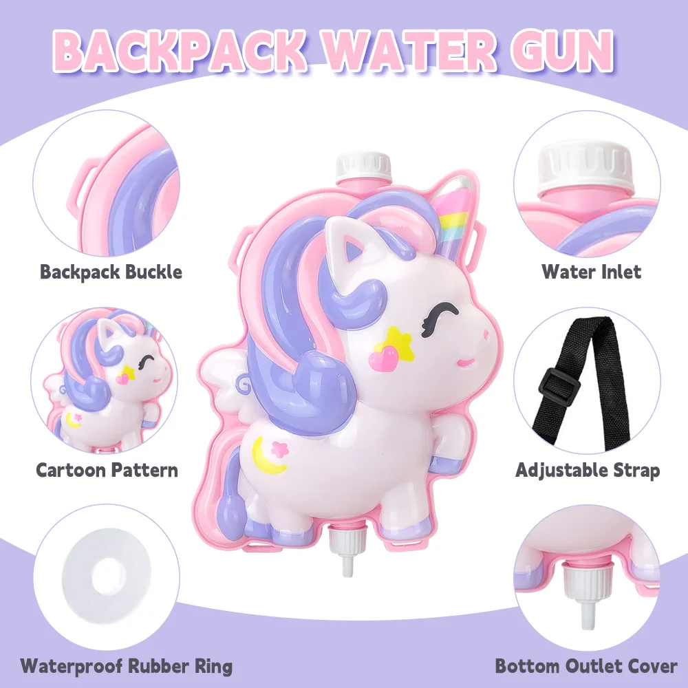 Zaino per bambini Pistola ad acqua Tipo di trazione Conservazione di grande capacità Estate Divertente Genitore Zaino interattivo per cartoni animati Pistola ad acqua