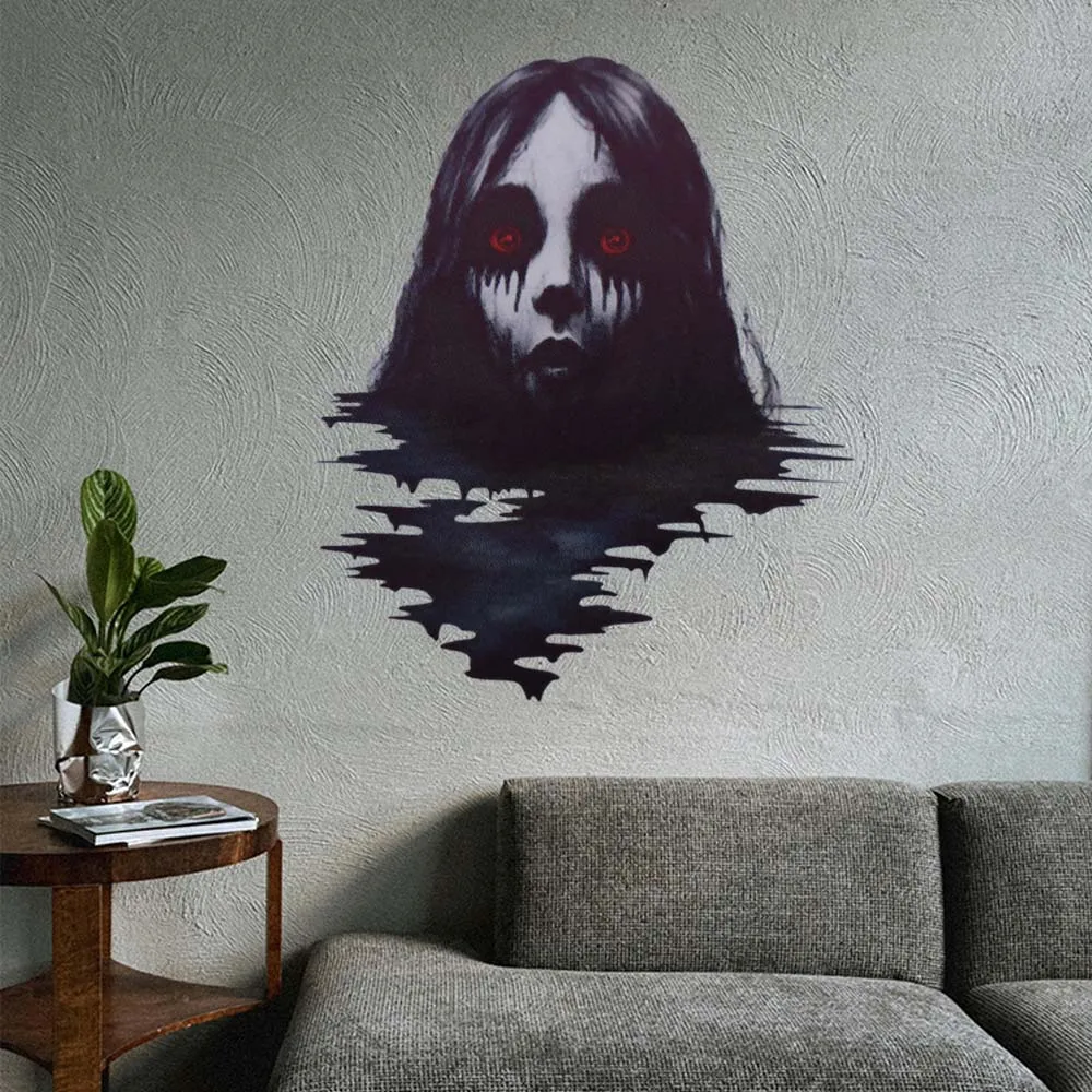 Decalcomanie murali creative autoadesive di Halloween Adesivi murali spaventosi thriller rimovibili Adesivi fantasma realistici Soggiorno