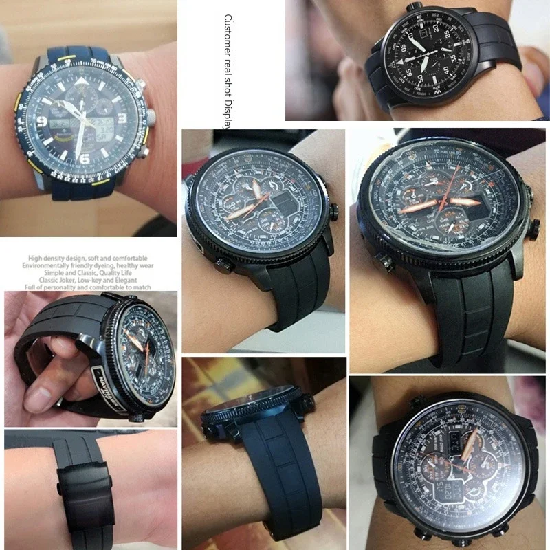 22mm 23mm Curved end watchband For Mido M005430A M005614A Waterproof rubber watchband for Citizen blue angel silicone strap