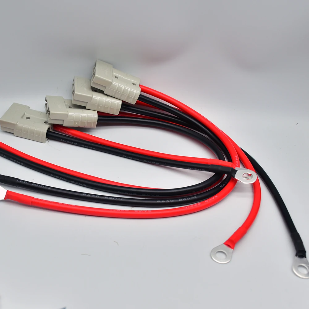 1pcs Double Pole 50A 600V High Current Plug with 8AWG M8 Silicone Cable Electric Forklift Plug Quick Charging Connector