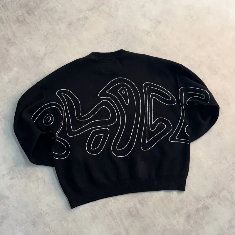 

Y2K вязаный свитер с буквами в стиле ретро, модный новый вязаный пуловер Aura, осень-зима, теплая уютная уличная одежда унисекс, одежда больших размеров