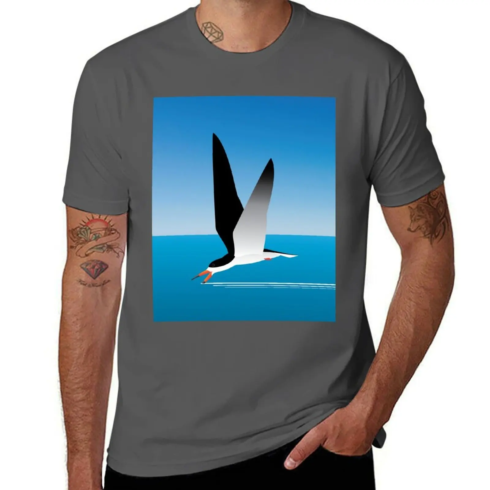 

Black Skimmer skimming T-Shirt t shirts cotton 100% man t shirts cotton black cotton t-shirt plain for man package T-Shirt