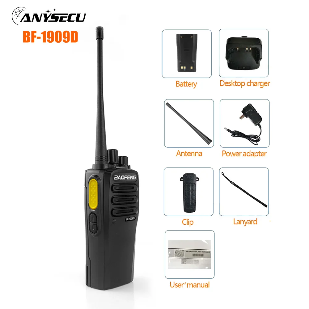 2PCS BF1909 Upgrade Baofeng BF-1909D Long Range Walkie Talkie UHF Two Way Radio Encryption 10KM 2600mAh 32 Key Configurations