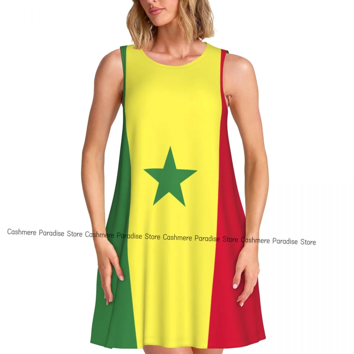 Robes d'été pour femmes, t-shirt de plage, sans manches, drapeau du sénégal, décontracté, ample, débardeur, 2025