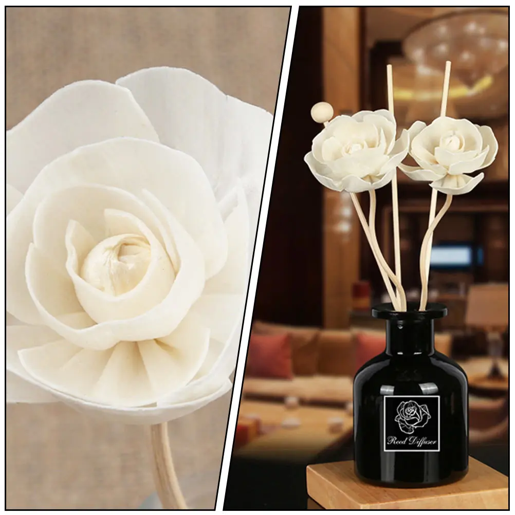

6pcs Fragrance Flower Shape Aroma Rattans Diffuser Tool Essential Oil Sticks Wood Reed Sticks Home Bedroom Kitchen Decoration