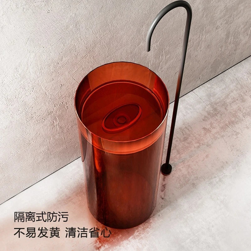 

Transparent resin column basin Floor color home bed and breakfast Internet celebrity face wash basin