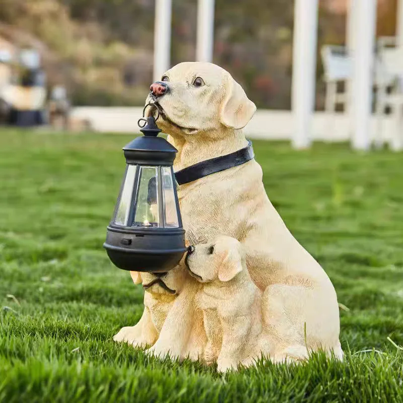 

Solar garden lights Labrador mother and son dog ornaments Garden garden outdoor decoration resin crafts
