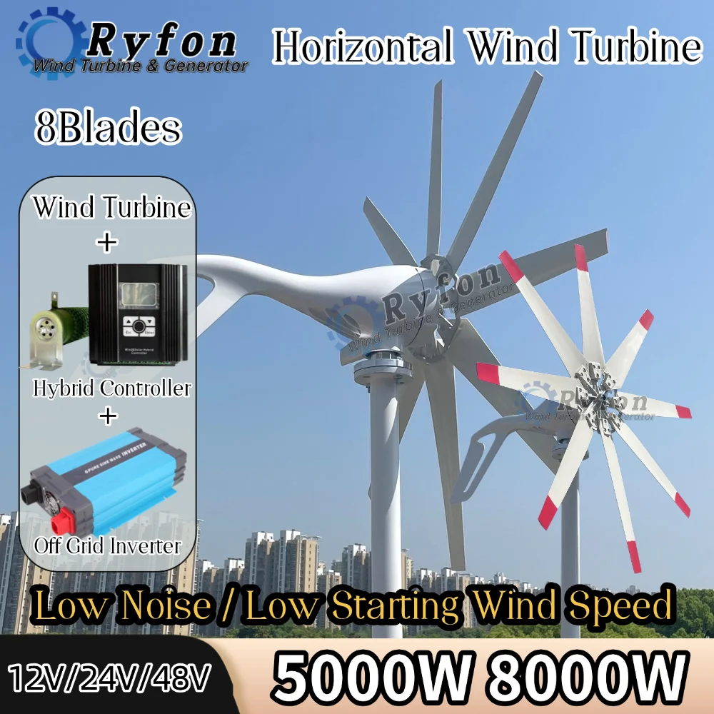 Fast Delivery 5KW 8KW 24V 48V Horizontal Wind Turbine Permanent Magnet Generator 3Phase Alternator Off Grid System For Home Boat
