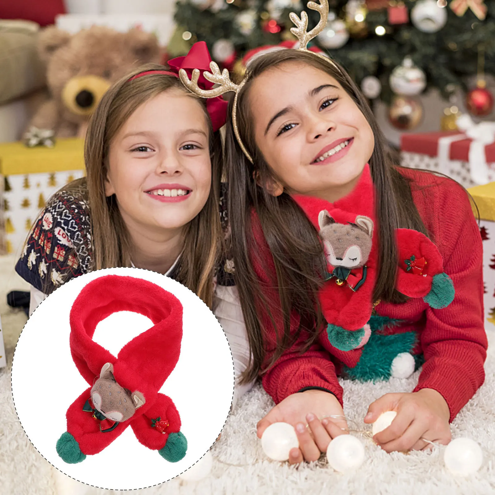 ผ้าพันคอเด็กน่ารัก ลายสุนัขจิ้งจอก สำหรับฤดูหนาว ของขวัญคริสต์มาส ผ้าพันคอเด็ก ผ้าพันคอสำหรับเด็ก