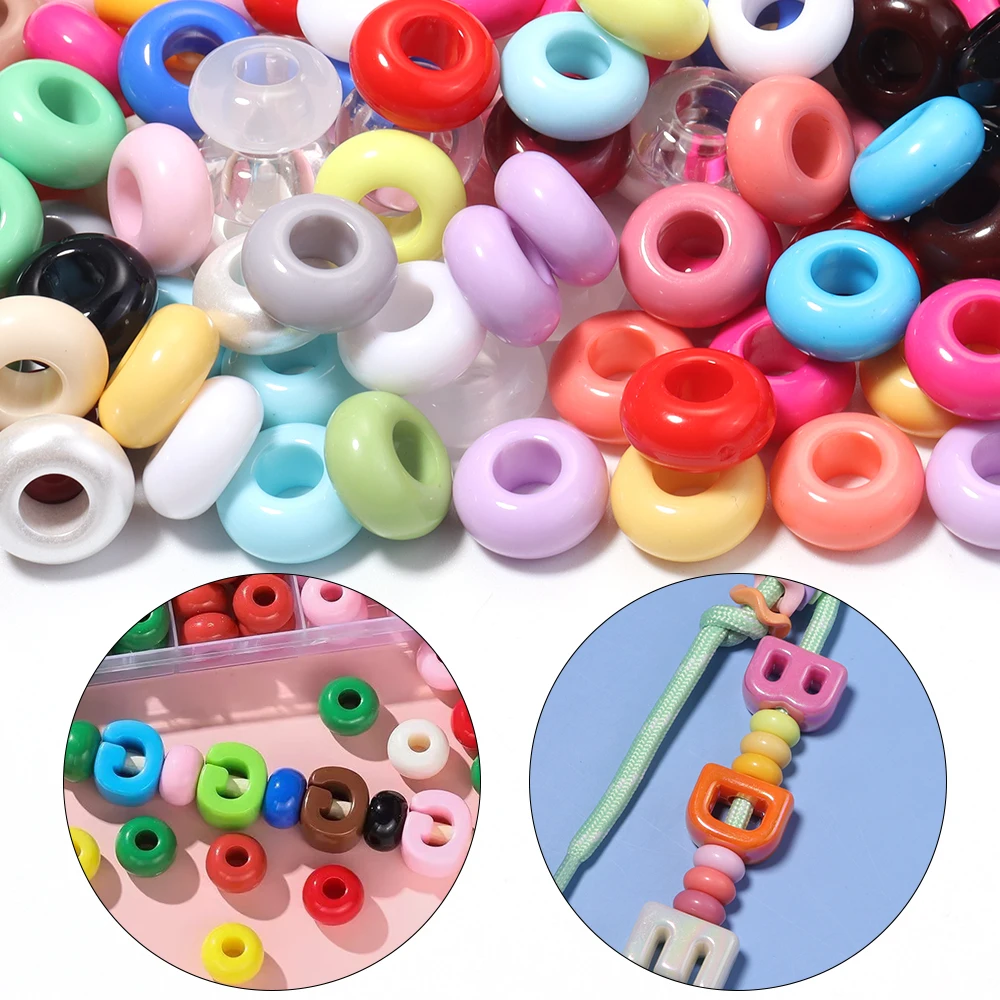 50 Stück/Set, gemischte Farben, matte Acryl-Abstandsperlen, große Lochperlen, Rad- und Abakusperlen für die Schmuckherstellung, DIY-Armband- und Halskettenzubehör – Detail 7